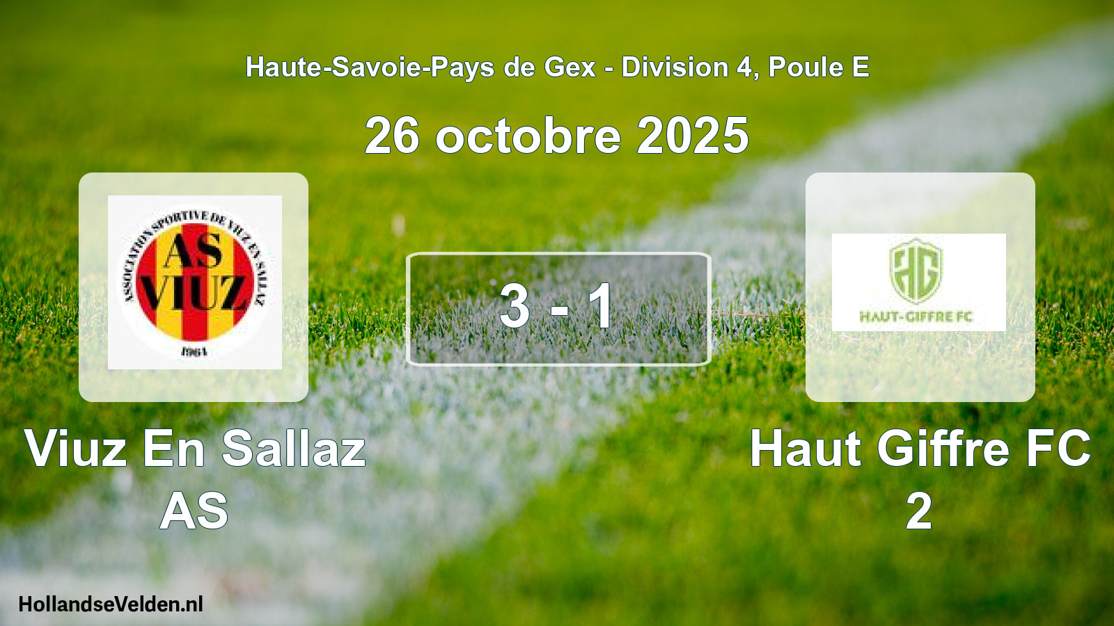 Gespeelde wedstrijd: Viuz En Sallaz AS - Haut Giffre FC 2 3 - 1 (26 oktober 2025)