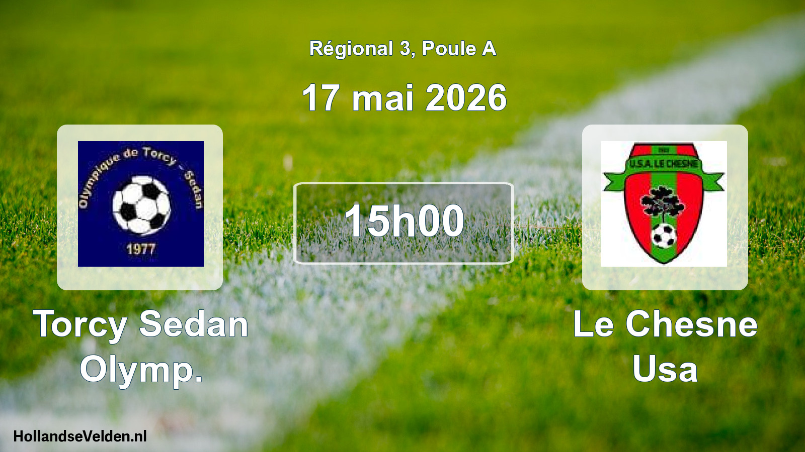 Geplande wedstrijd: Torcy Sedan Olymp. - Le Chesne Usa (17 mai 2026)