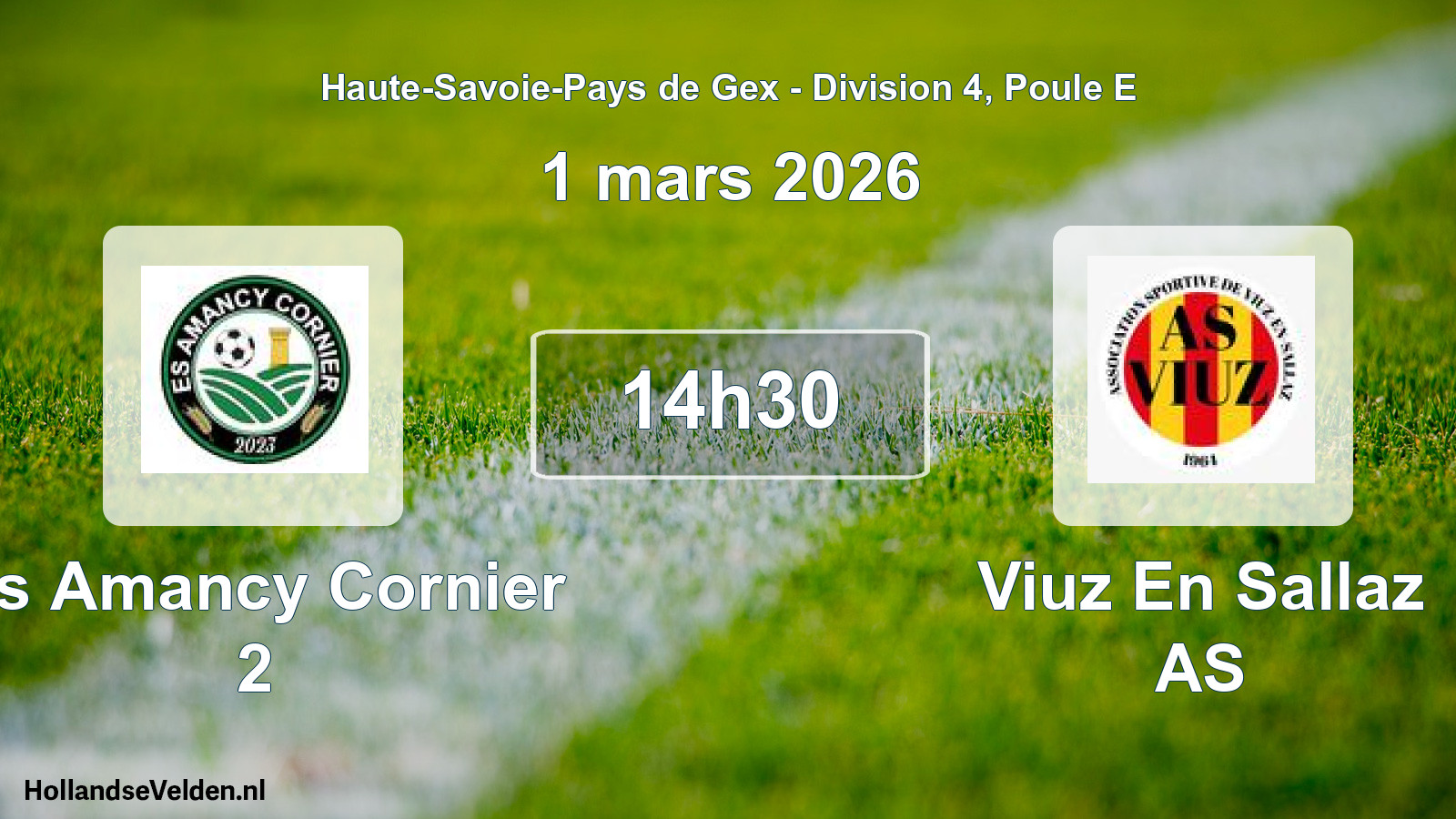 Match programmé: Es Amancy Cornier 2 - Viuz En Sallaz AS (1 mars 2026)