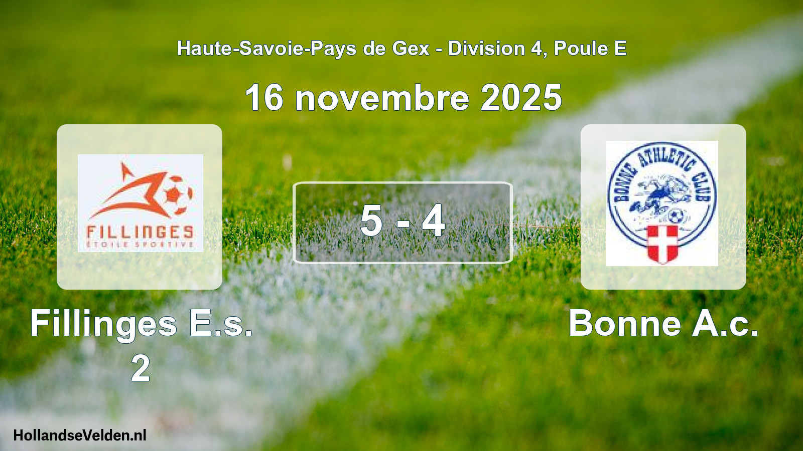 Gespeelde wedstrijd: Fillinges E.s. 2 - Bonne A.c. 5 - 4 (16 november 2025)