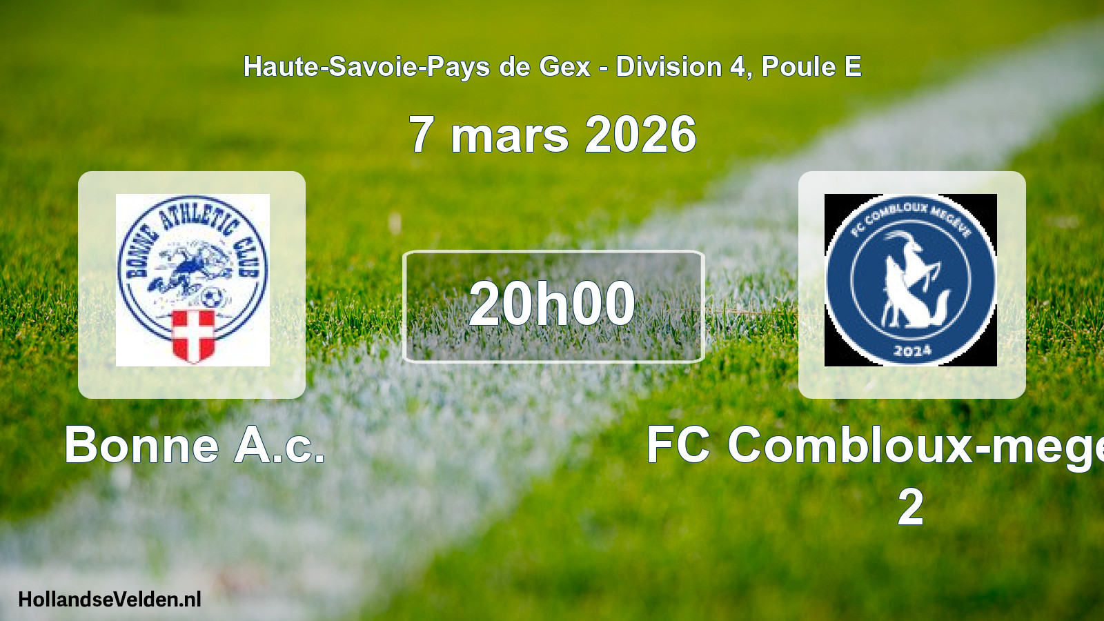 Geplande wedstrijd: Bonne A.c. - FC Combloux-megeve 2 (7 maart 2026)