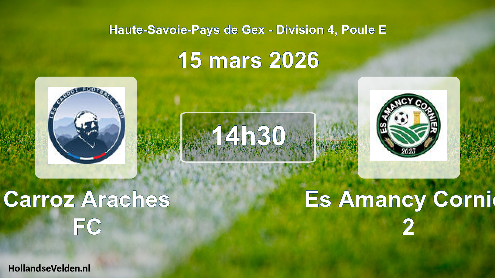 Match programmé: Carroz Araches FC - Es Amancy Cornier 2 (15 mars 2026)