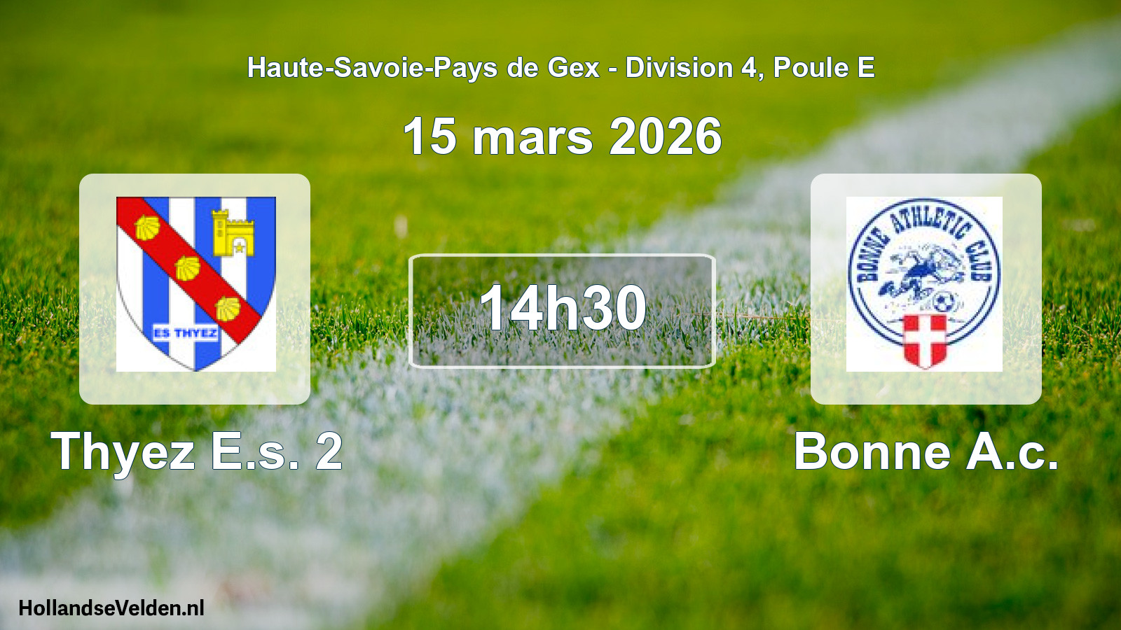 Match programmé: Thyez E.s. 2 - Bonne A.c. (15 mars 2026)