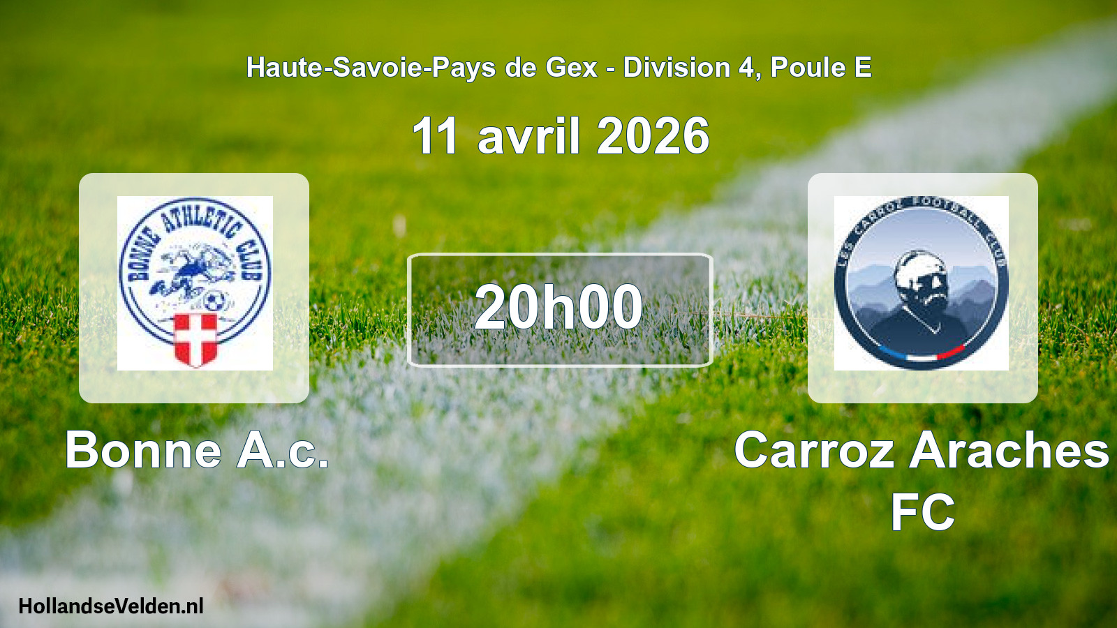 Match programmé: Bonne A.c. - Carroz Araches FC (11 avril 2026)