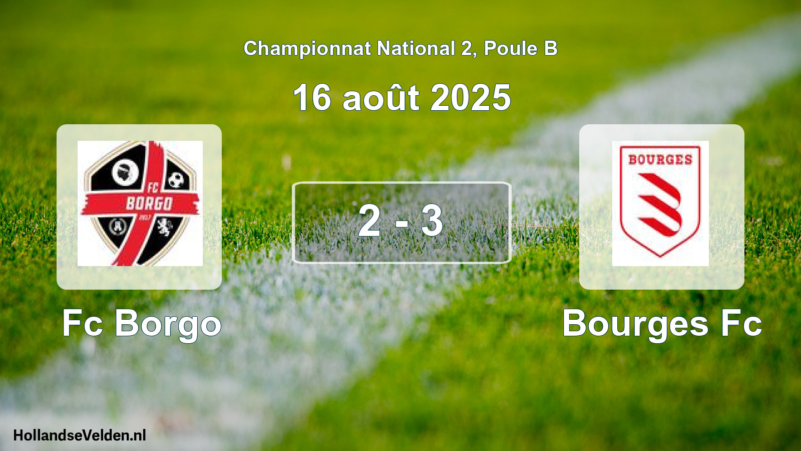 Gespeelde wedstrijd: Fc Borgo - Bourges Fc 2 - 3 (16 août 2025)