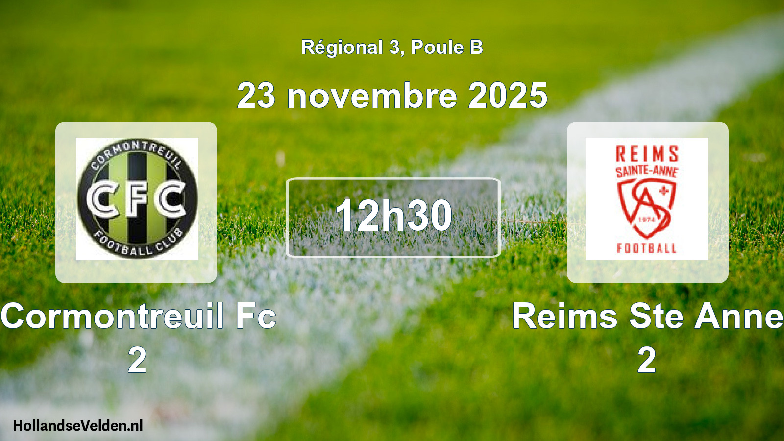 Scheduled Match: Cormontreuil Fc 2 - Reims Ste Anne 2 (23 November 2025)