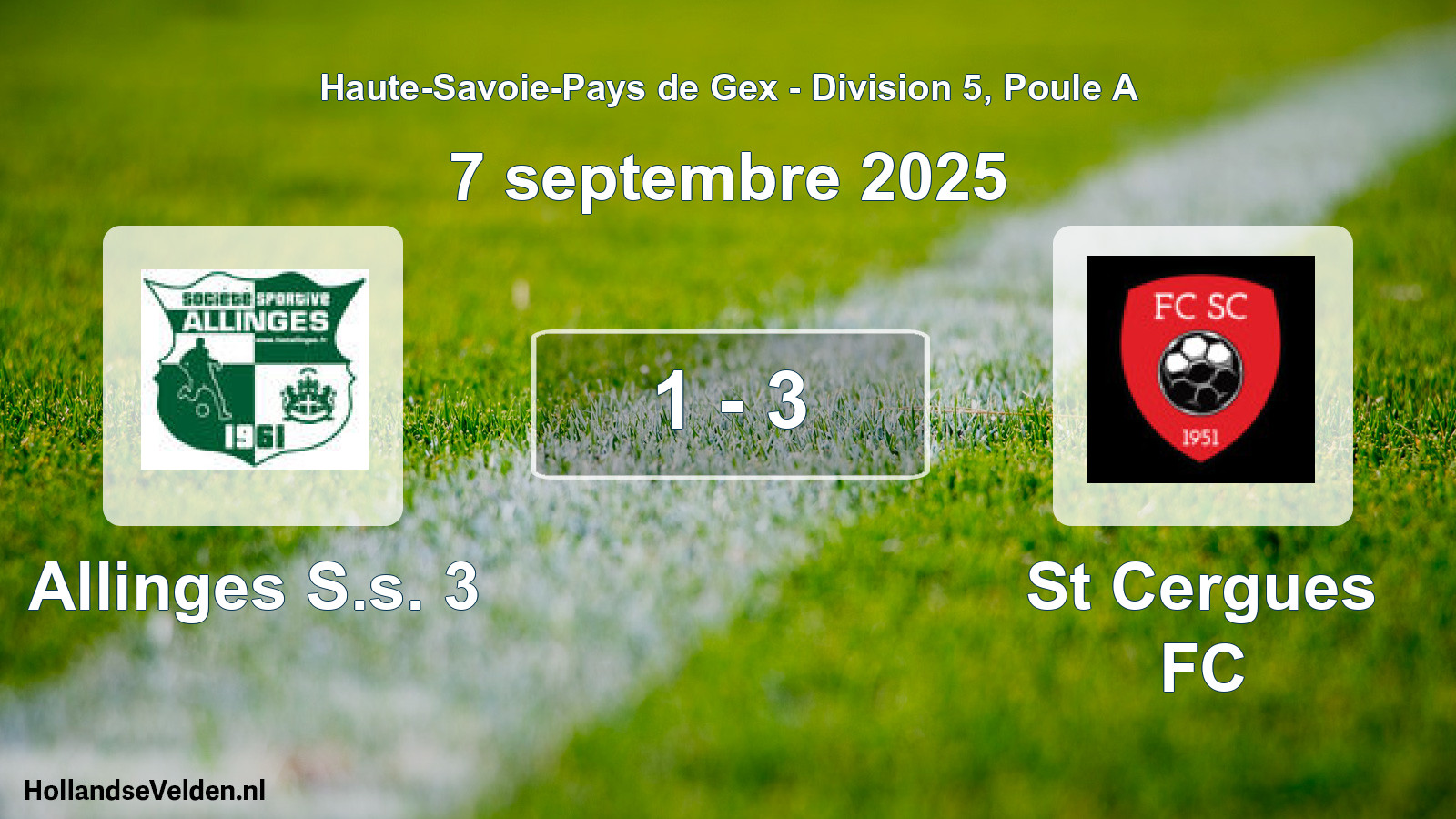 Gespeelde wedstrijd: Allinges S.s. 3 - St Cergues FC 1 - 3 (7 september 2025)