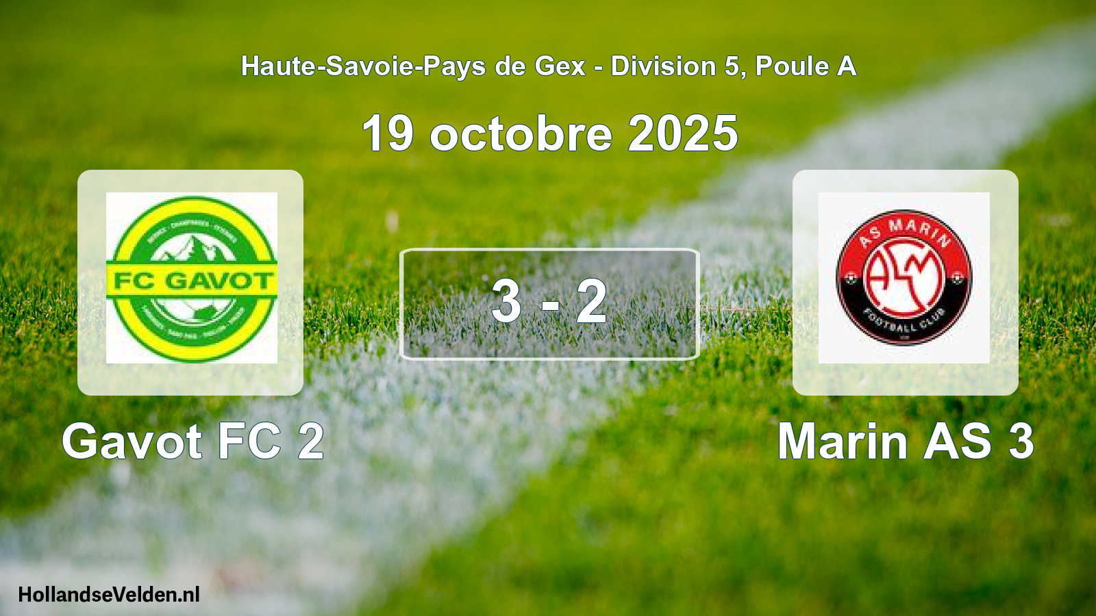 Gespeelde wedstrijd: Gavot FC 2 - Marin AS 3 3 - 2 (19 oktober 2025)