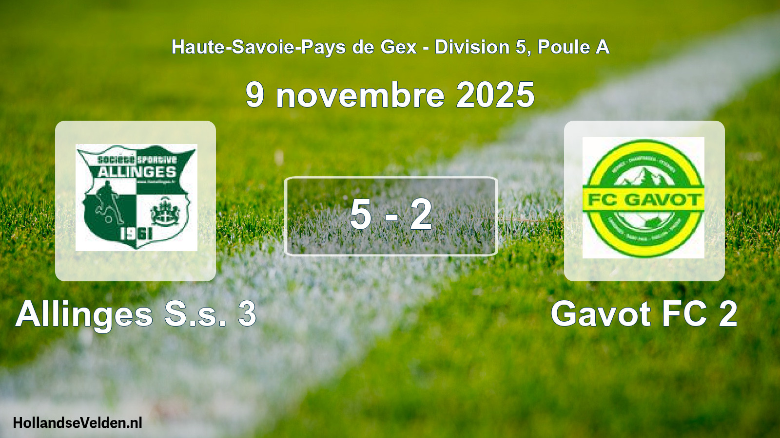 Gespeelde wedstrijd: Allinges S.s. 3 - Gavot FC 2 5 - 2 (9 november 2025)