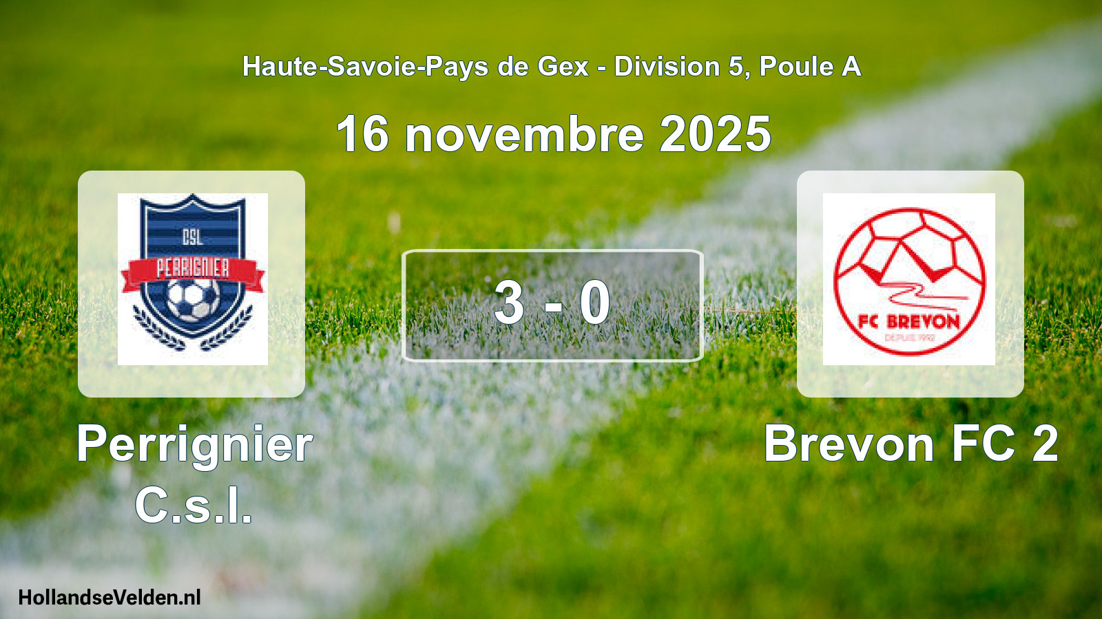 Gespeelde wedstrijd: Perrignier C.s.l. - Brevon FC 2 3 - 0 (16 november 2025)