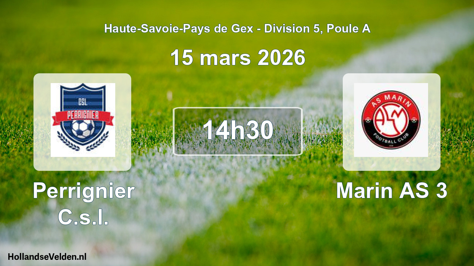 Match programmé: Perrignier C.s.l. - Marin AS 3 (15 mars 2026)