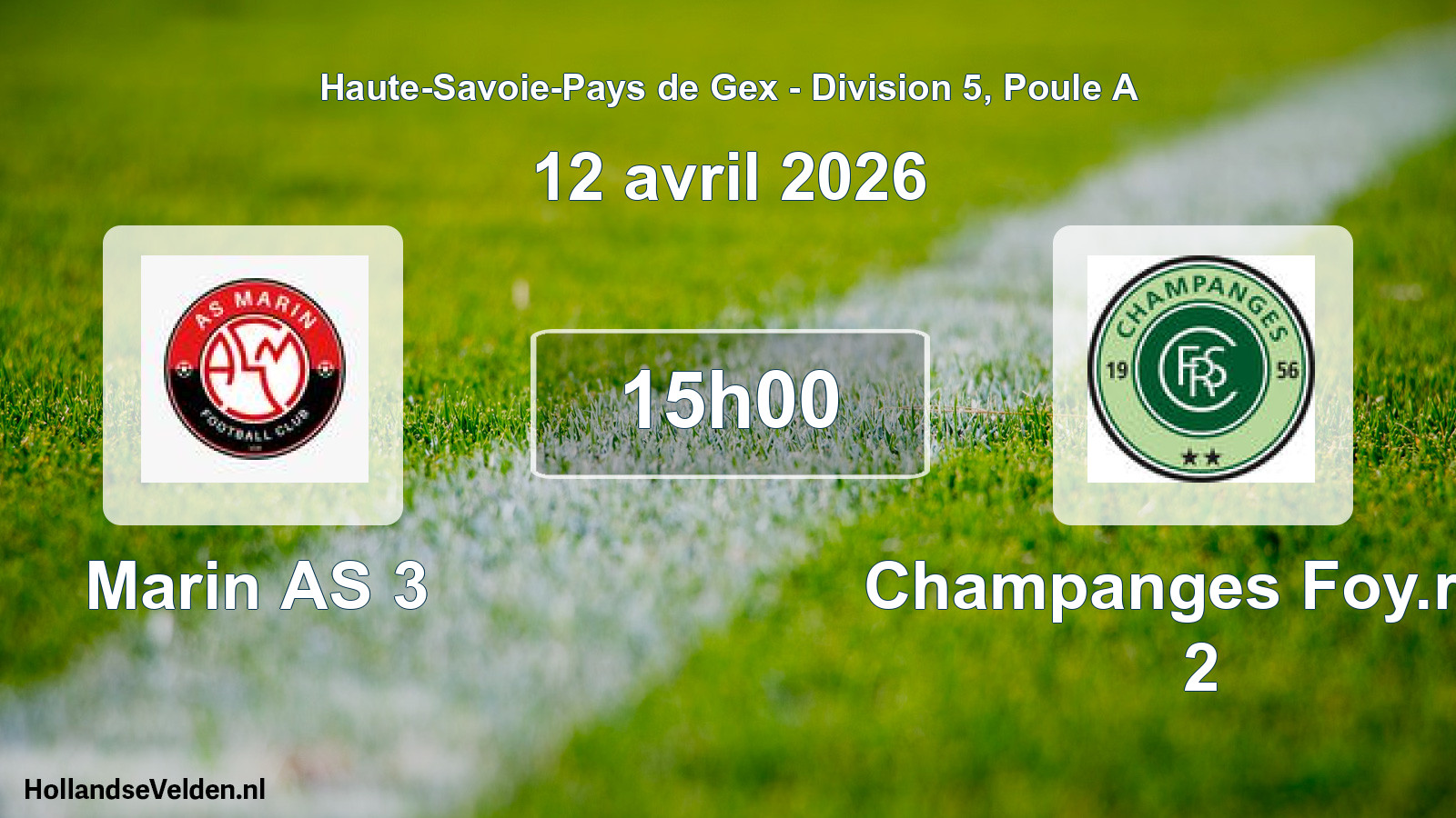 Match programmé: Marin AS 3 - Champanges Foy.rur. 2 (12 avril 2026)