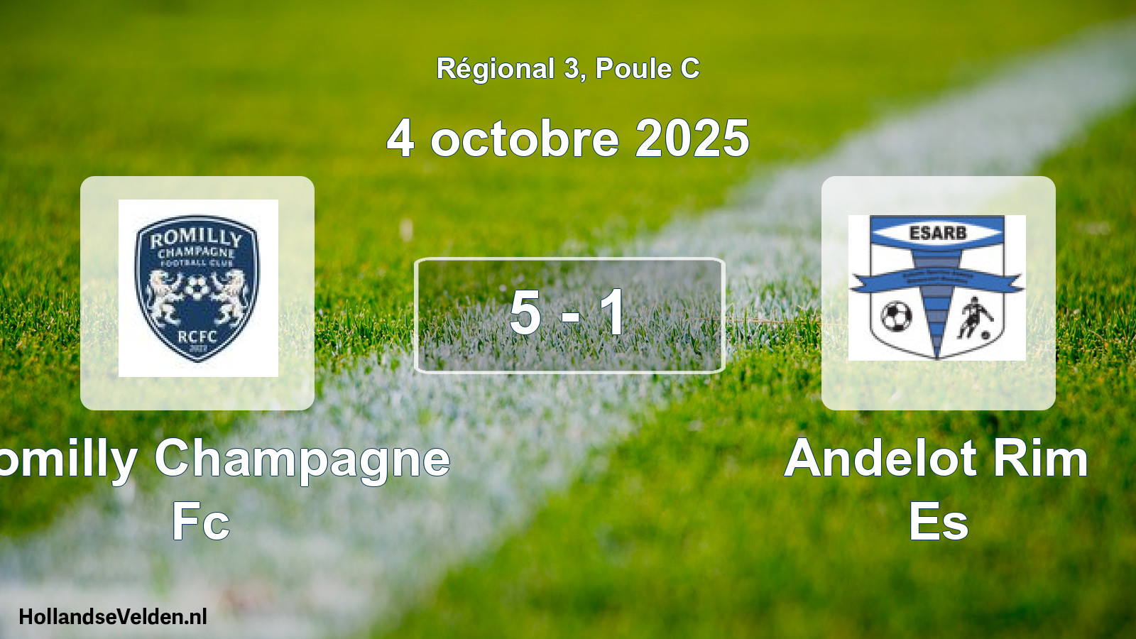 Gespeelde wedstrijd: Romilly Champagne Fc - Andelot Rim Es 5 - 1 (4 octobre 2025)