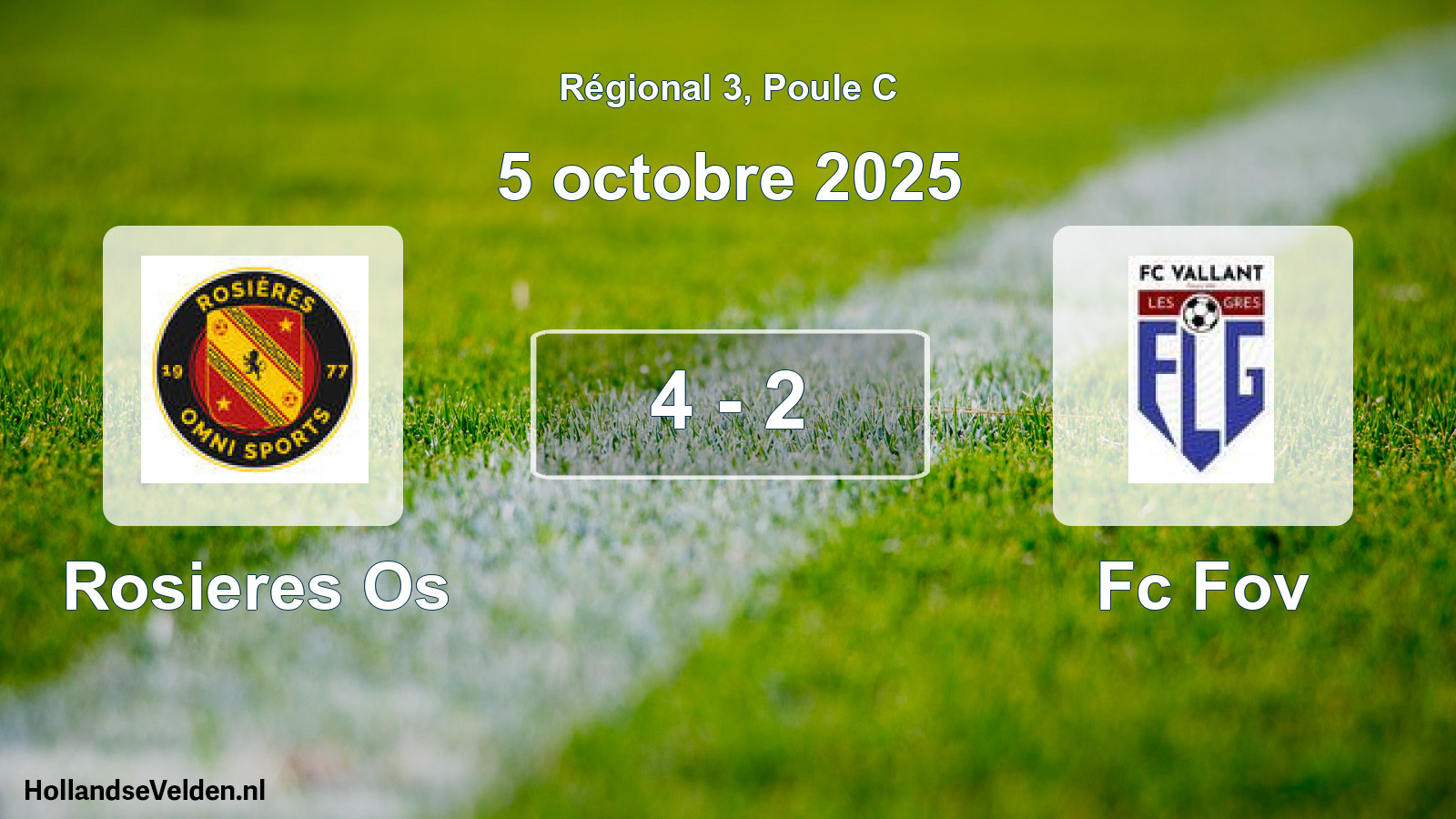 Total number of matches played: Rosieres Os - Fc Fov 4 - 2 (5 October 2025)
