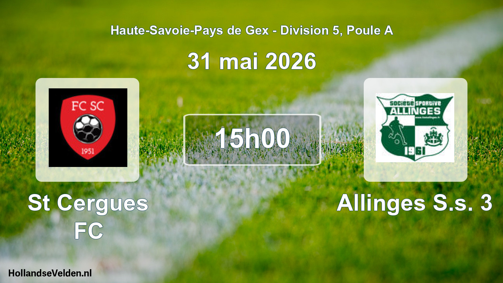 Match programmé: St Cergues FC - Allinges S.s. 3 (31 mai 2026)