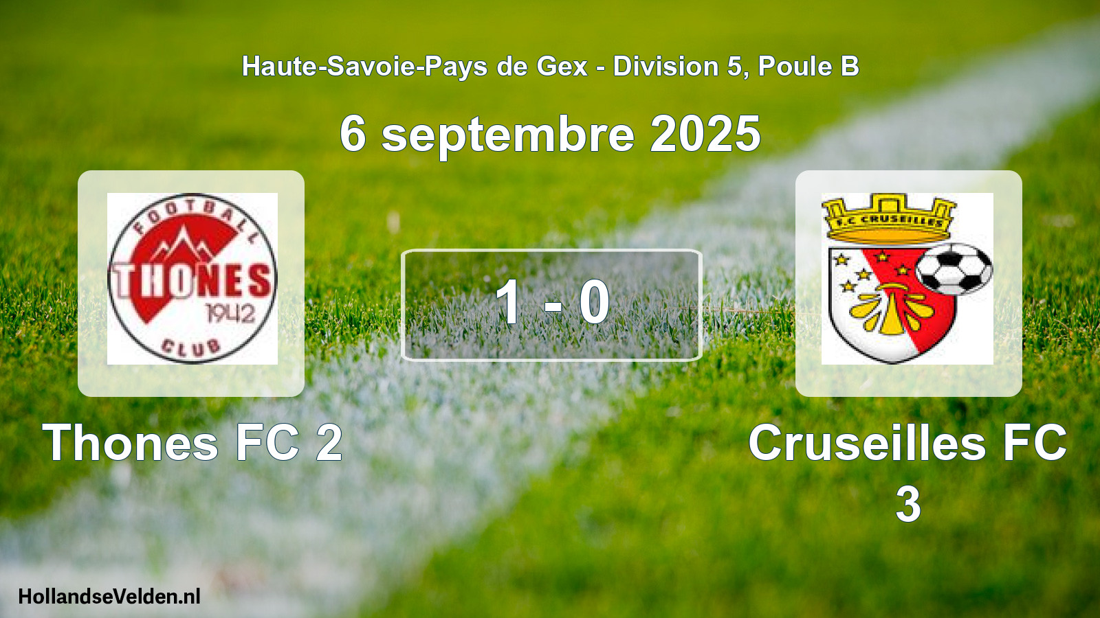 Gespeelde wedstrijd: Thones FC 2 - Cruseilles FC 3 1 - 0 (6 september 2025)