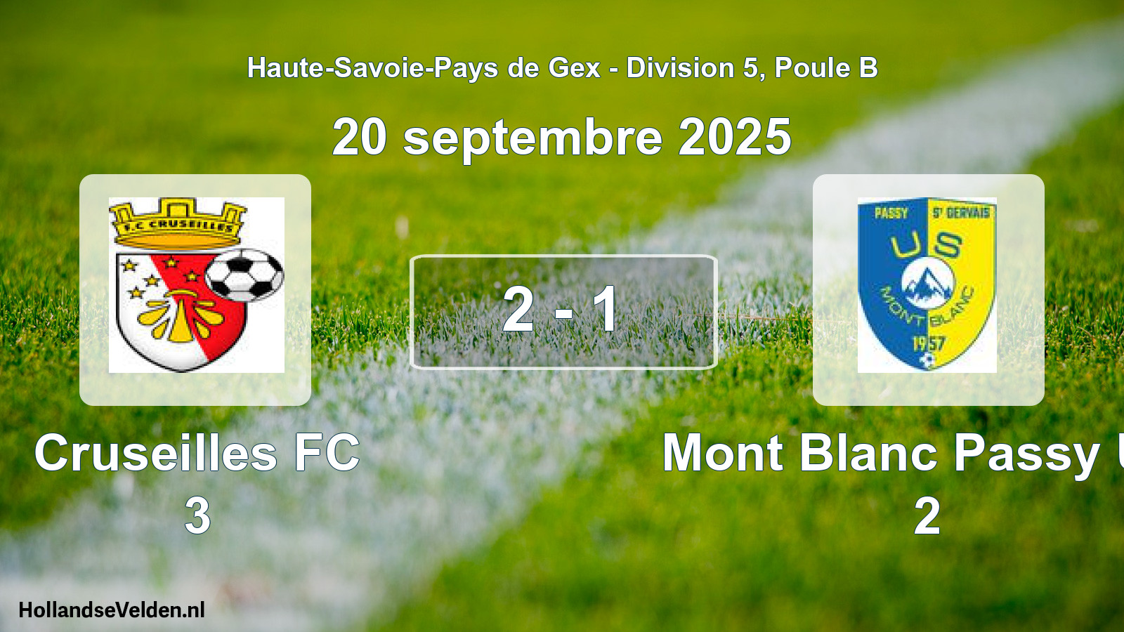 Match joué: Cruseilles FC 3 - Mont Blanc Passy Us. 2 2 - 1 (20 septembre 2025)