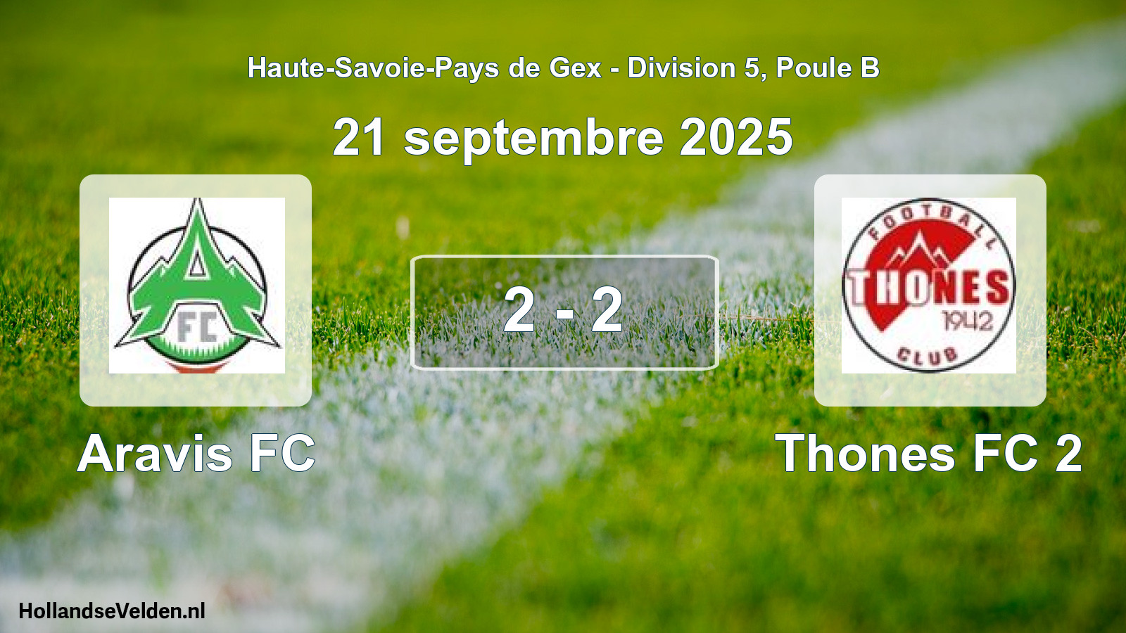 Match joué: Aravis FC - Thones FC 2 2 - 2 (21 septembre 2025)