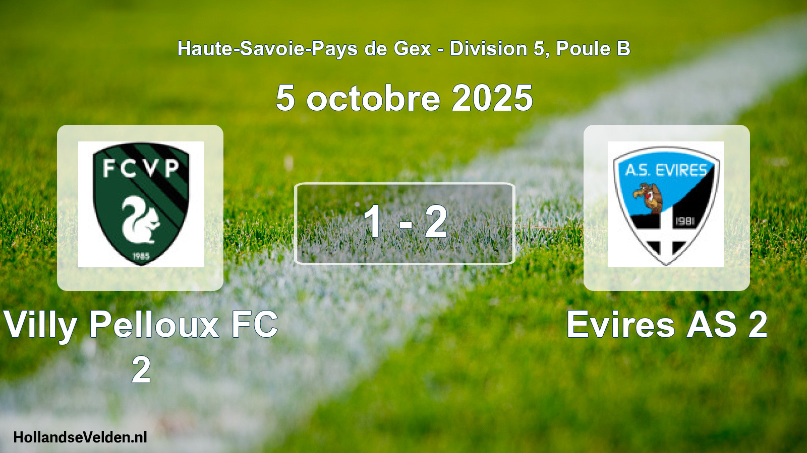 Gespeelde wedstrijd: Villy Pelloux FC 2 - Evires AS 2 1 - 2 (5 oktober 2025)