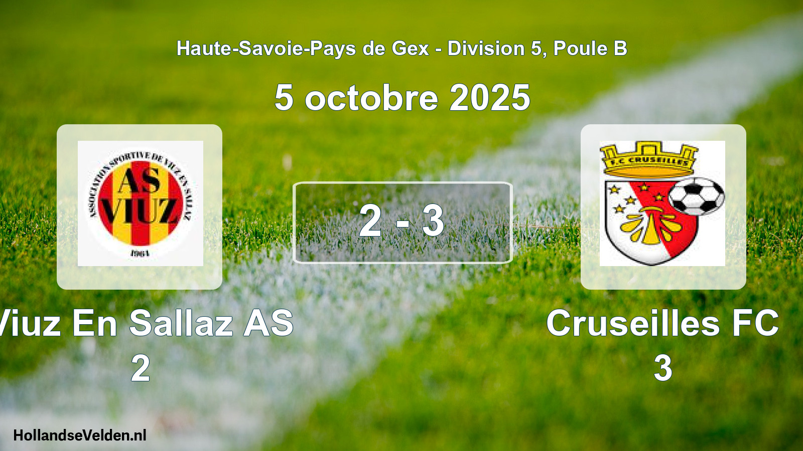 Gespeelde wedstrijd: Viuz En Sallaz AS 2 - Cruseilles FC 3 2 - 3 (5 oktober 2025)