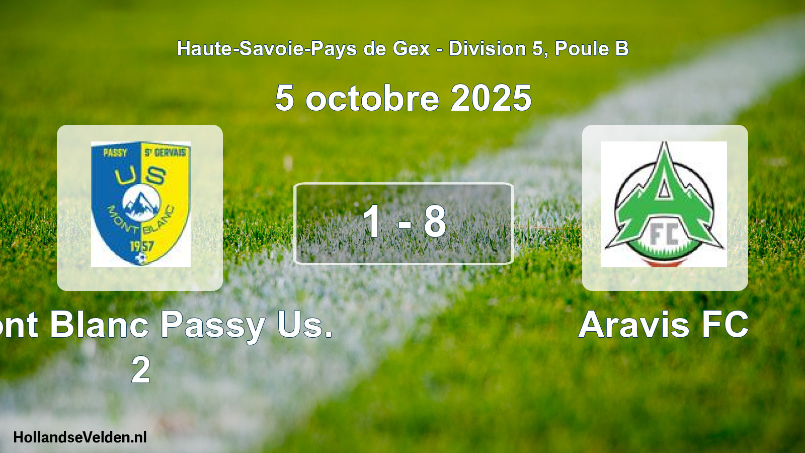 Gespeelde wedstrijd: Mont Blanc Passy Us. 2 - Aravis FC 1 - 8 (5 oktober 2025)