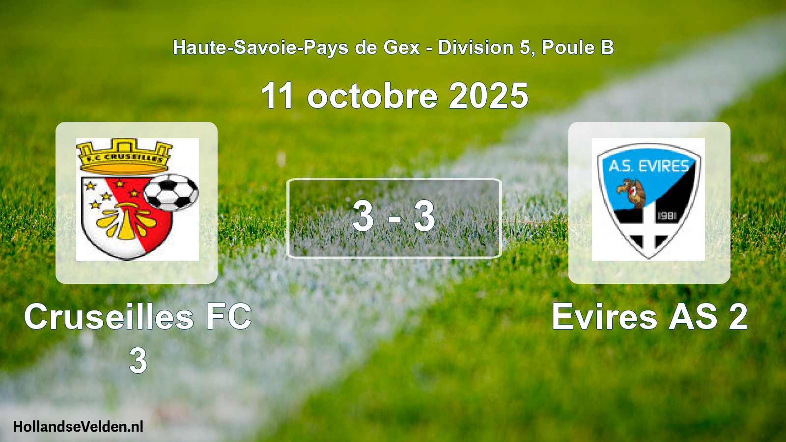 Gespeelde wedstrijd: Cruseilles FC 3 - Evires AS 2 3 - 3 (11 oktober 2025)