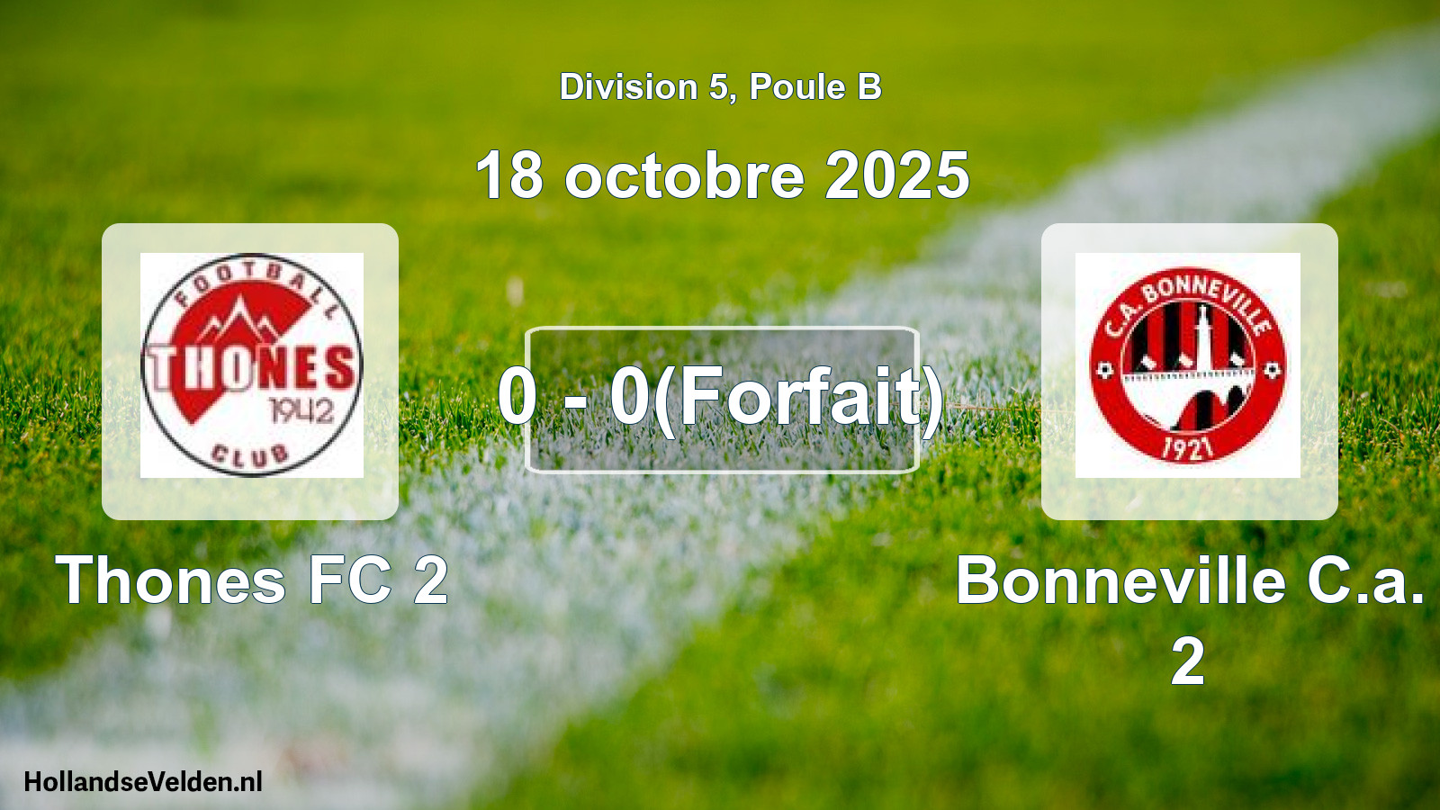 Match joué: Thones FC 2 - Bonneville C.a. 2 0 - 0(Forfait) (18 octobre 2025)