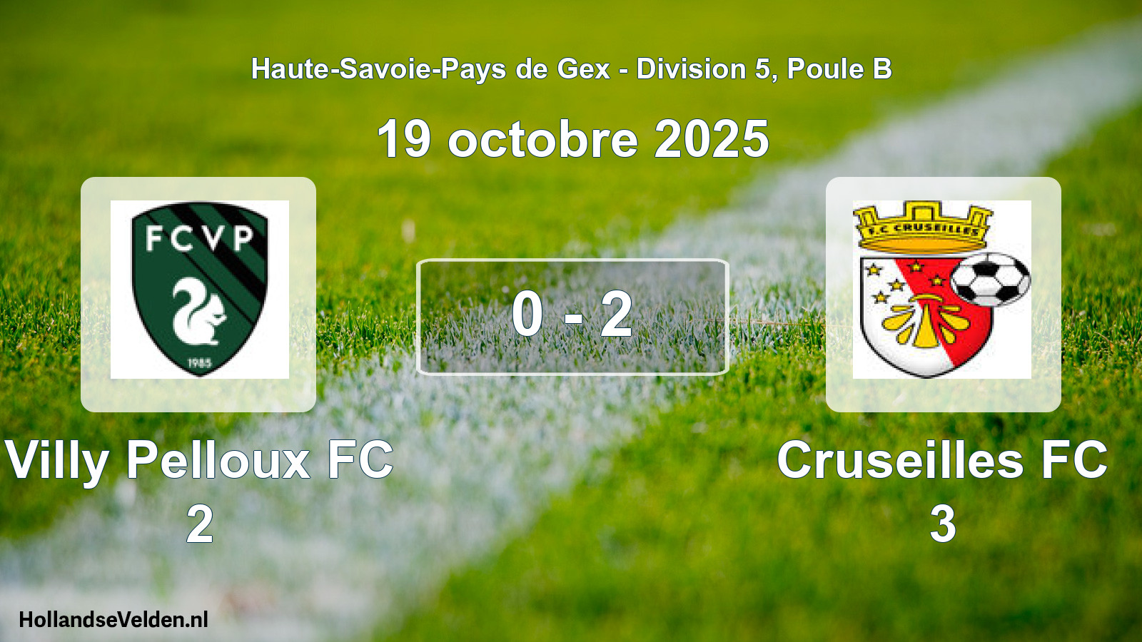 Gespeelde wedstrijd: Villy Pelloux FC 2 - Cruseilles FC 3 0 - 2 (19 oktober 2025)