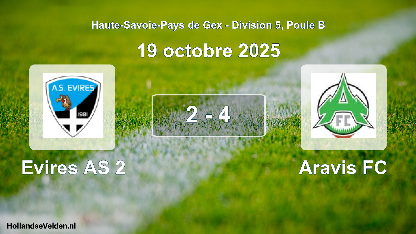 Gespeelde wedstrijd: Evires AS 2 - Aravis FC 2 - 4 (19 oktober 2025)