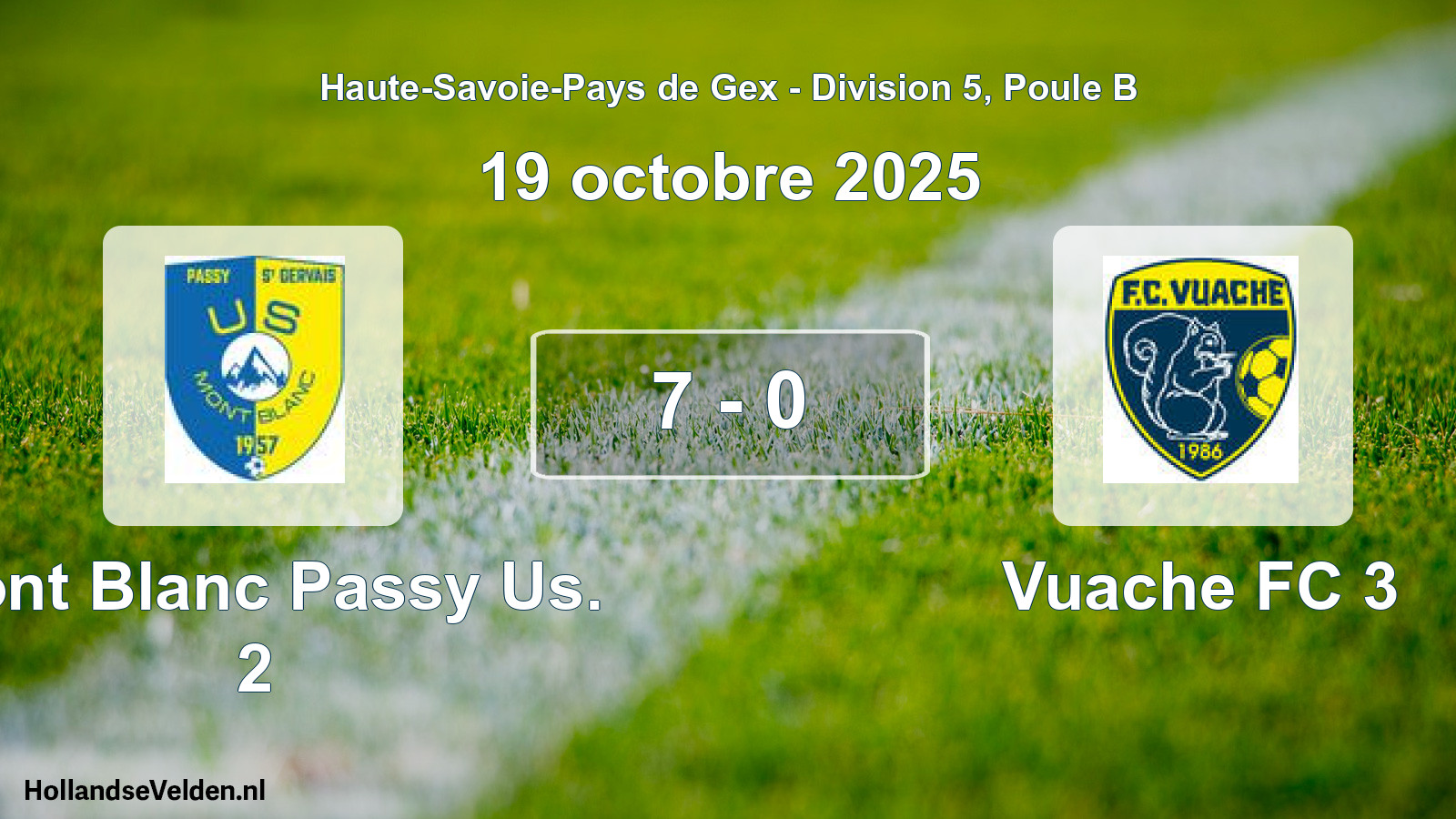 Gespeelde wedstrijd: Mont Blanc Passy Us. 2 - Vuache FC 3 7 - 0 (19 oktober 2025)