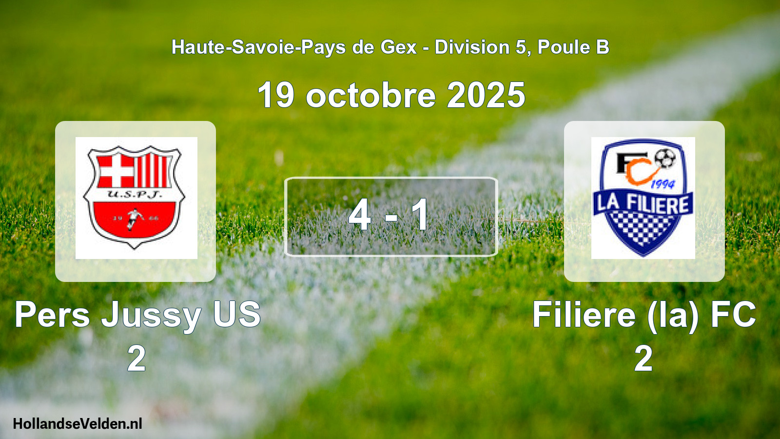 Gespeelde wedstrijd: Pers Jussy US 2 - Filiere (la) FC 2 4 - 1 (19 oktober 2025)