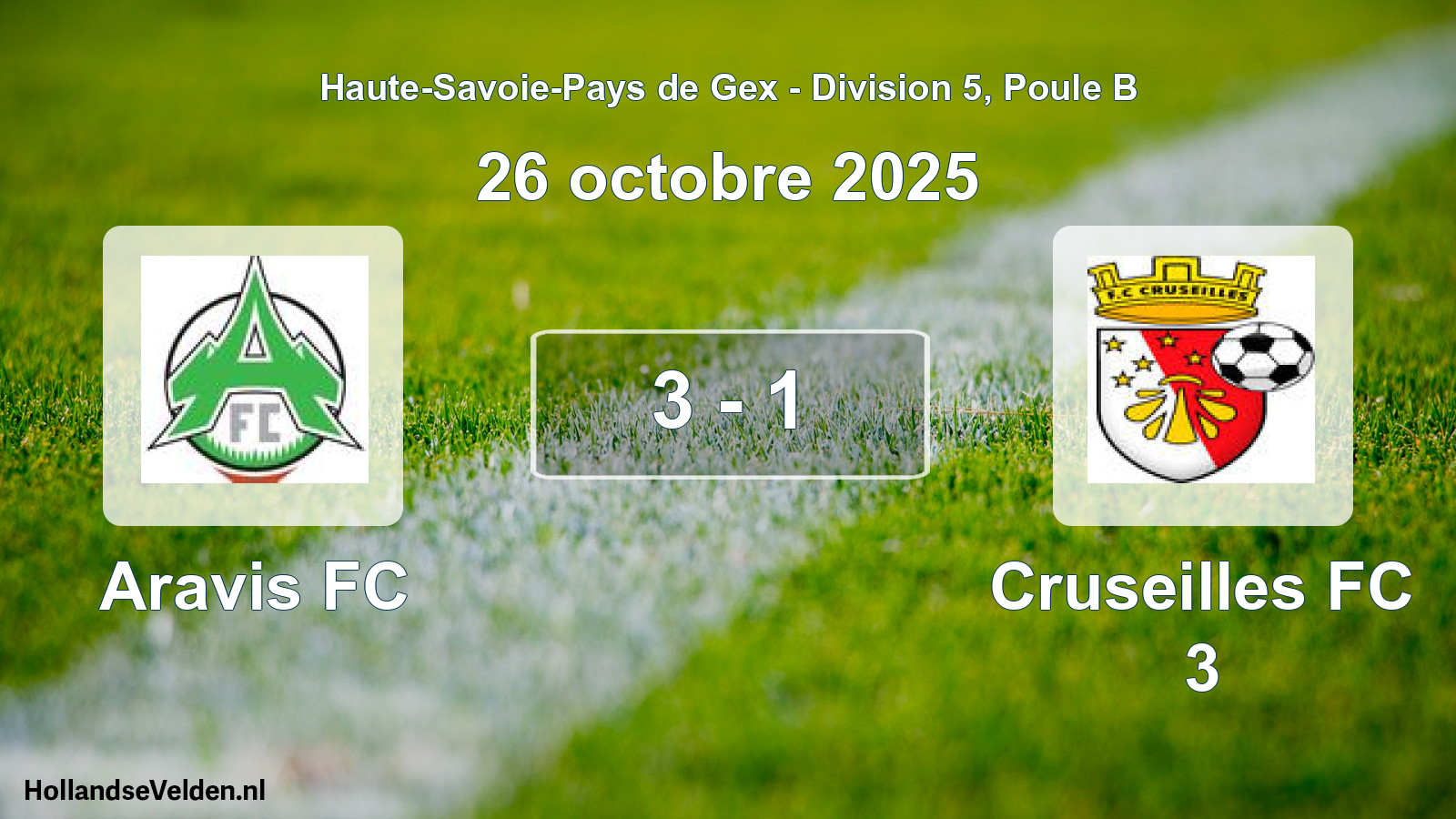 Gespeelde wedstrijd: Aravis FC - Cruseilles FC 3 3 - 1 (26 oktober 2025)