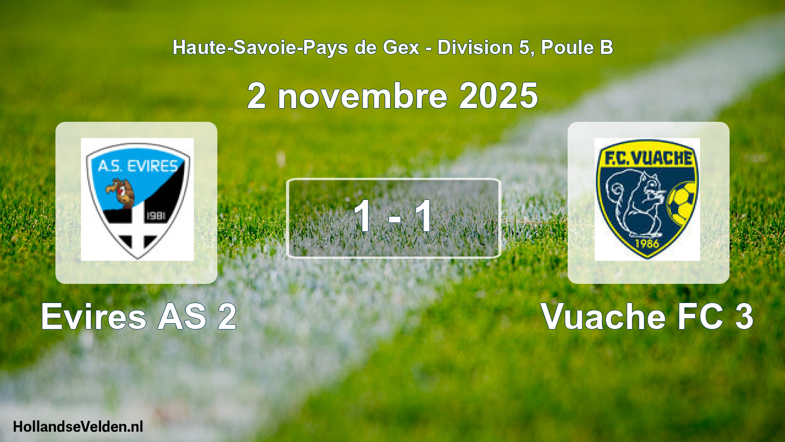 Gespeelde wedstrijd: Evires AS 2 - Vuache FC 3 1 - 1 (2 november 2025)