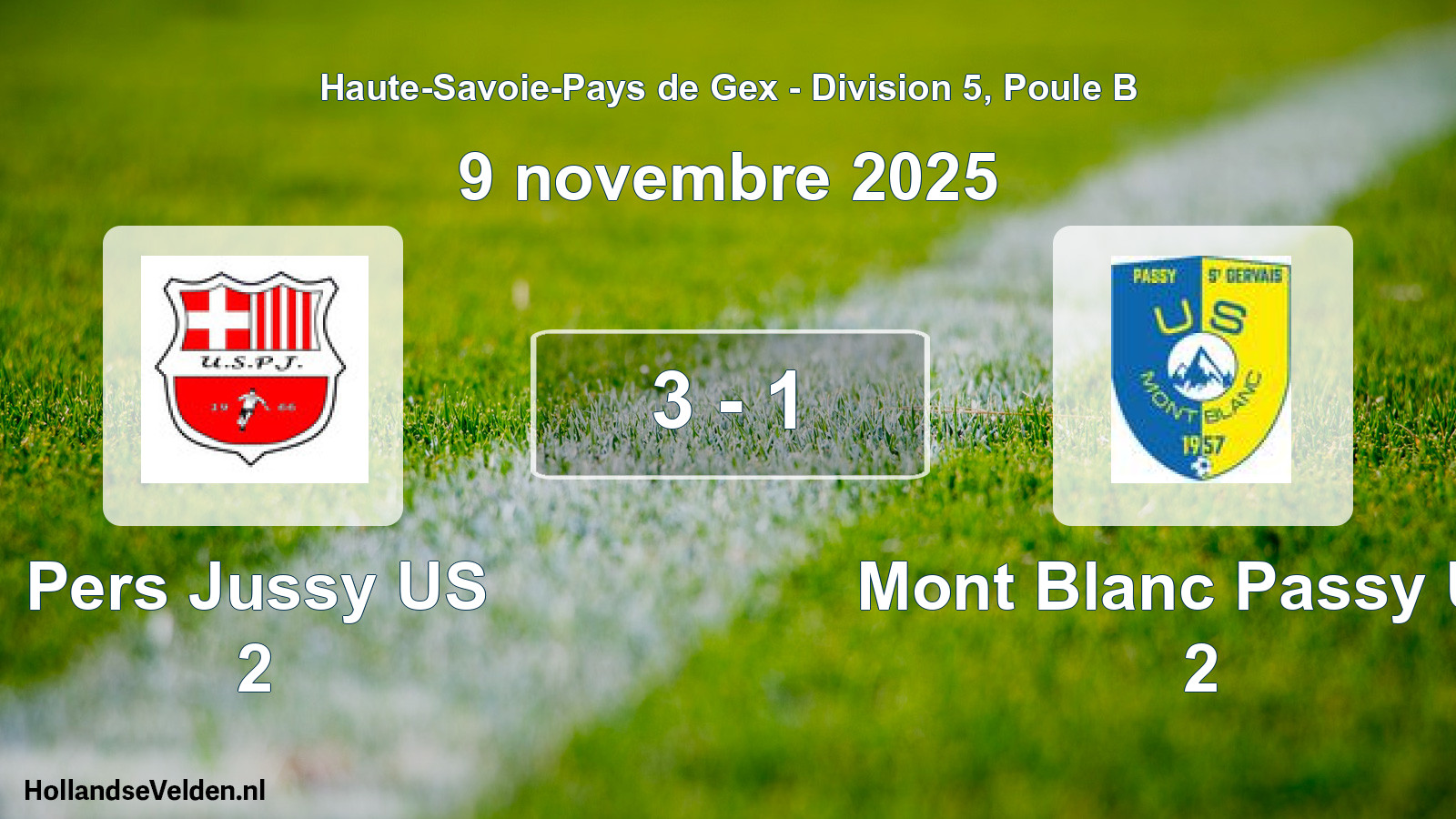 Gespeelde wedstrijd: Pers Jussy US 2 - Mont Blanc Passy Us. 2 3 - 1 (9 november 2025)