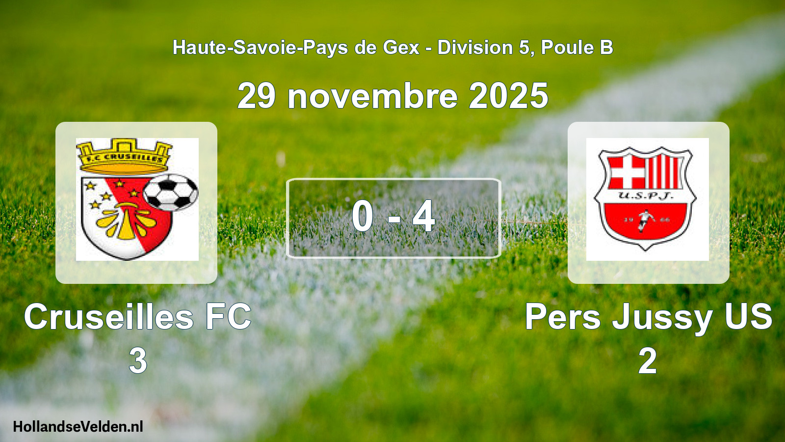 Gespeelde wedstrijd: Cruseilles FC 3 - Pers Jussy US 2 0 - 4 (29 november 2025)