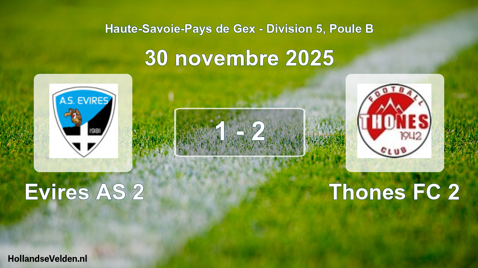 Gespeelde wedstrijd: Evires AS 2 - Thones FC 2 1 - 2 (30 november 2025)