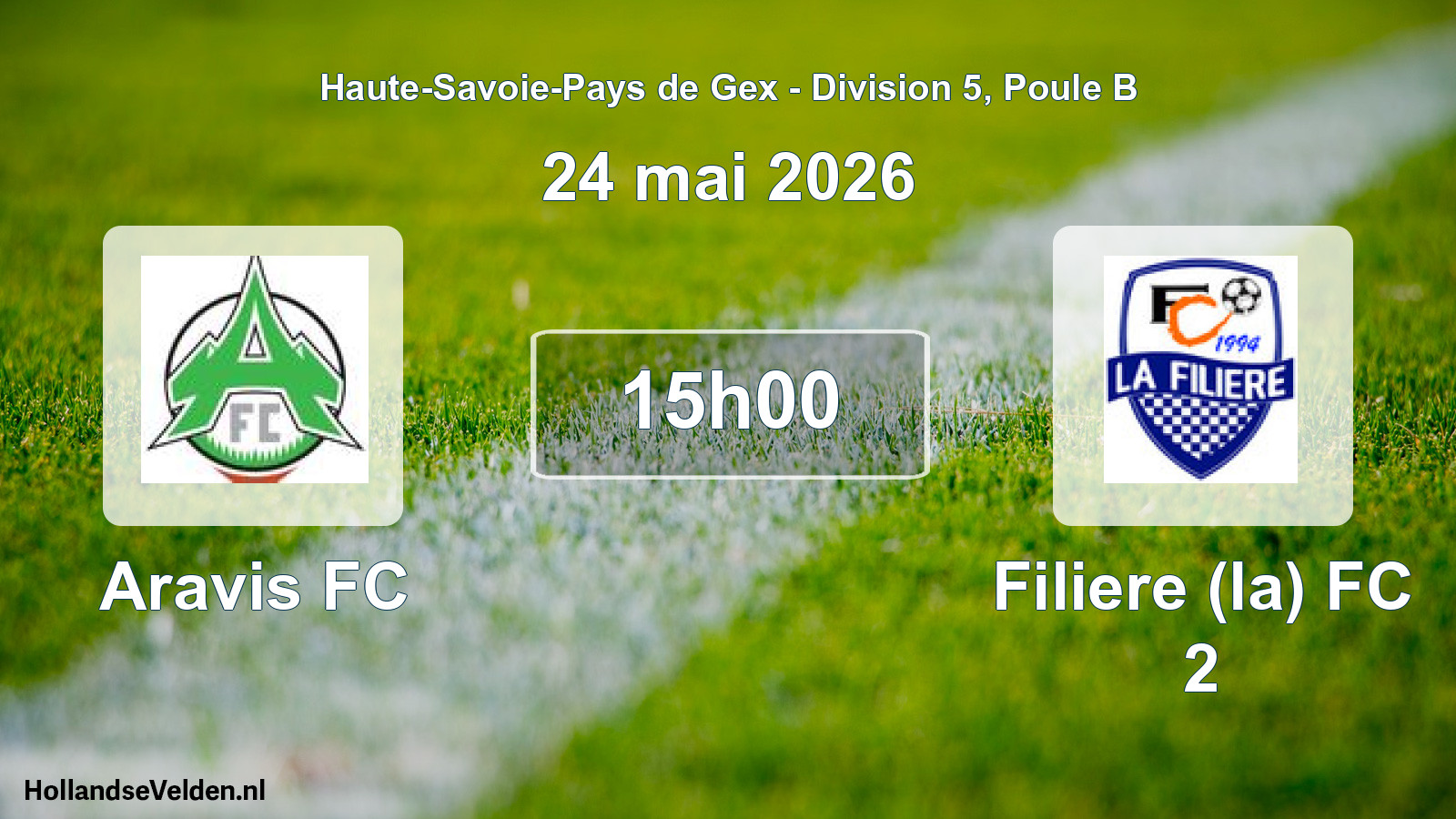 Match programmé: Aravis FC - Filiere (la) FC 2 (24 mai 2026)