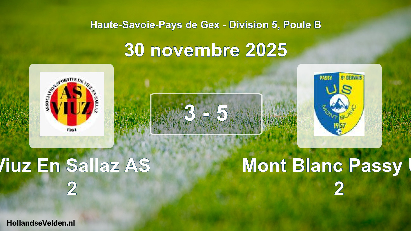 Match joué: Viuz En Sallaz AS 2 - Mont Blanc Passy Us. 2 3 - 5 (30 novembre 2025)