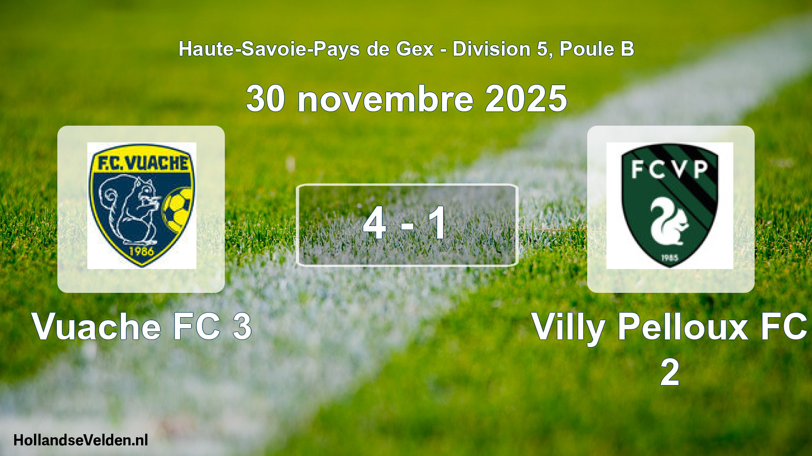 Gespeelde wedstrijd: Vuache FC 3 - Villy Pelloux FC 2 4 - 1 (30 november 2025)