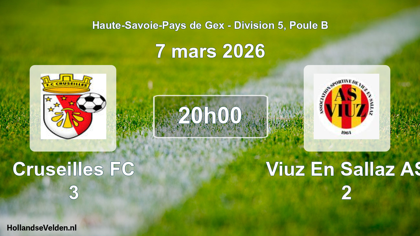 Geplande wedstrijd: Cruseilles FC 3 - Viuz En Sallaz AS 2 (7 maart 2026)