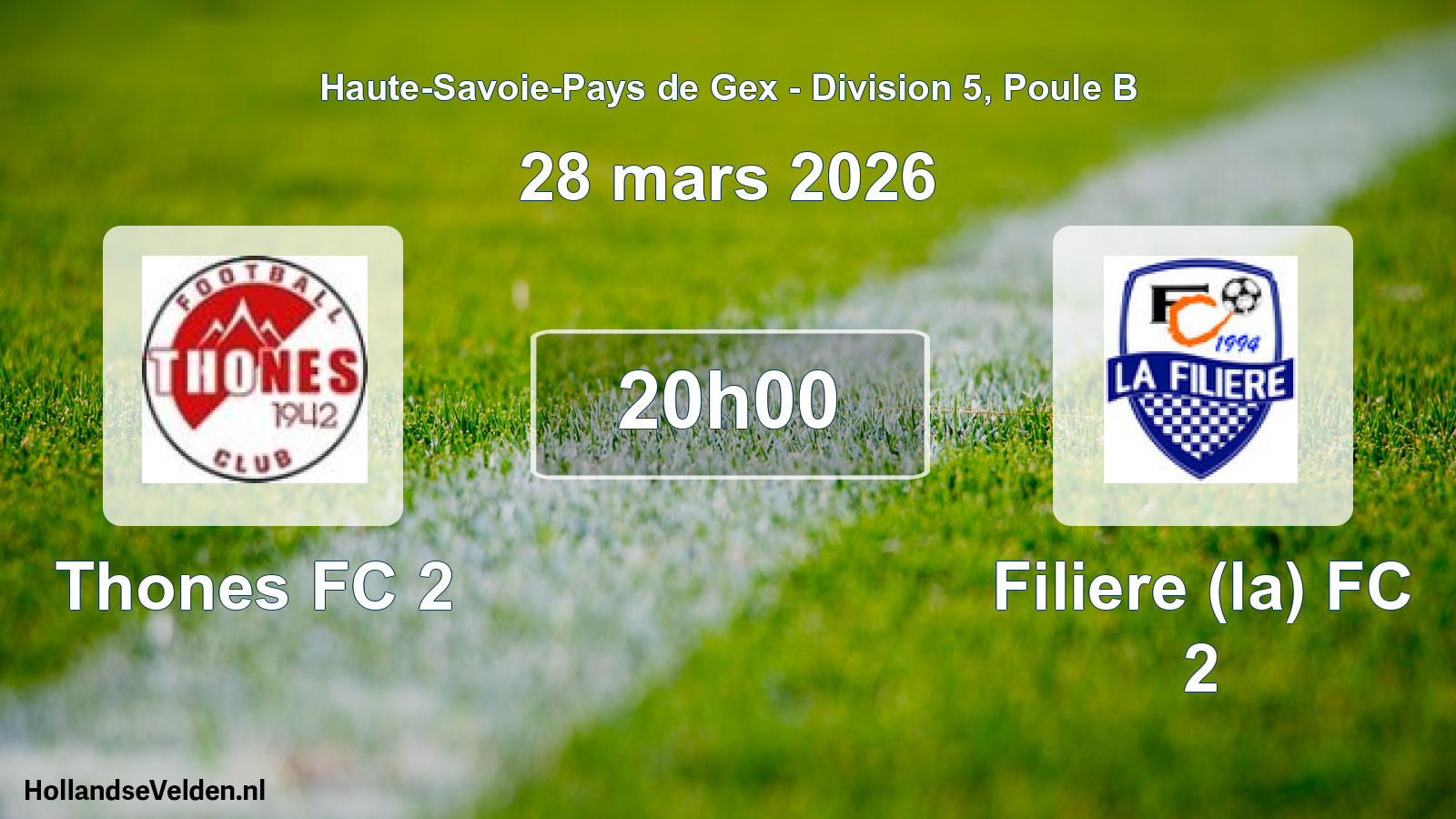 Geplande wedstrijd: Thones FC 2 - Filiere (la) FC 2 (28 maart 2026)