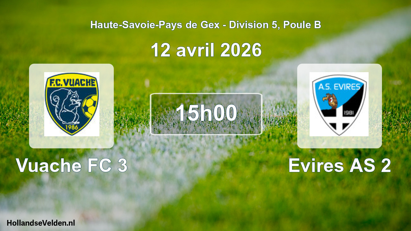 Geplande wedstrijd: Vuache FC 3 - Evires AS 2 (12 april 2026)