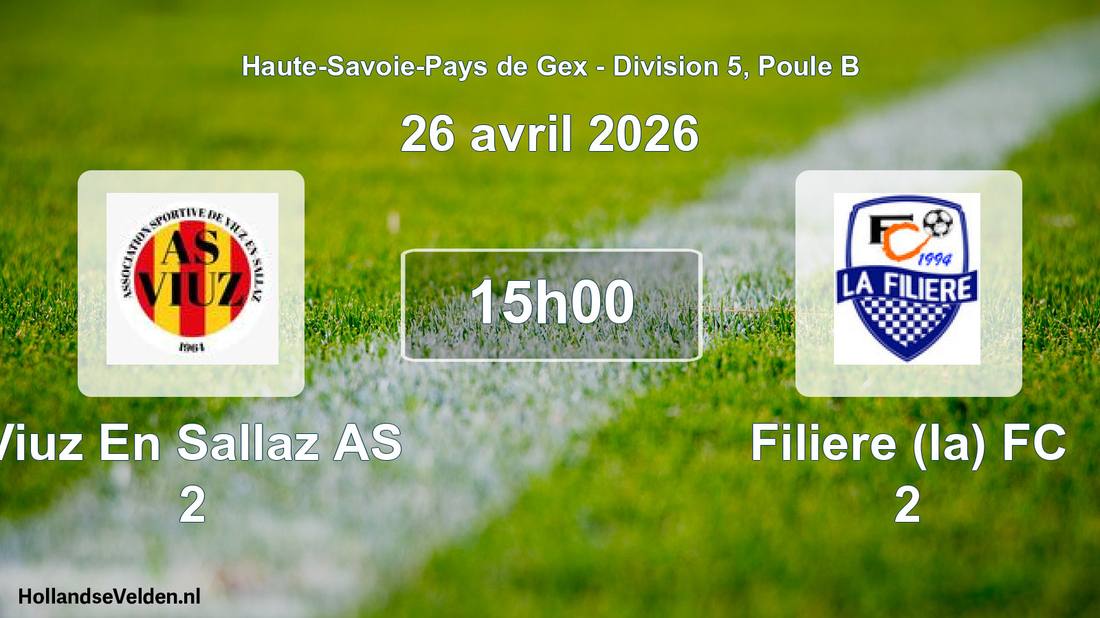 Geplande wedstrijd: Viuz En Sallaz AS 2 - Filiere (la) FC 2 (26 april 2026)