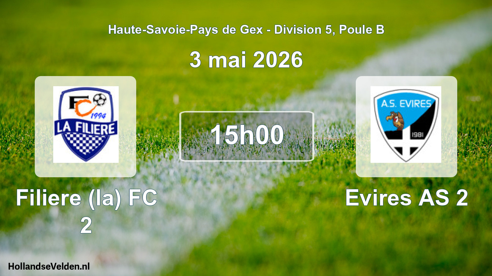 Geplande wedstrijd: Filiere (la) FC 2 - Evires AS 2 (3 mei 2026)