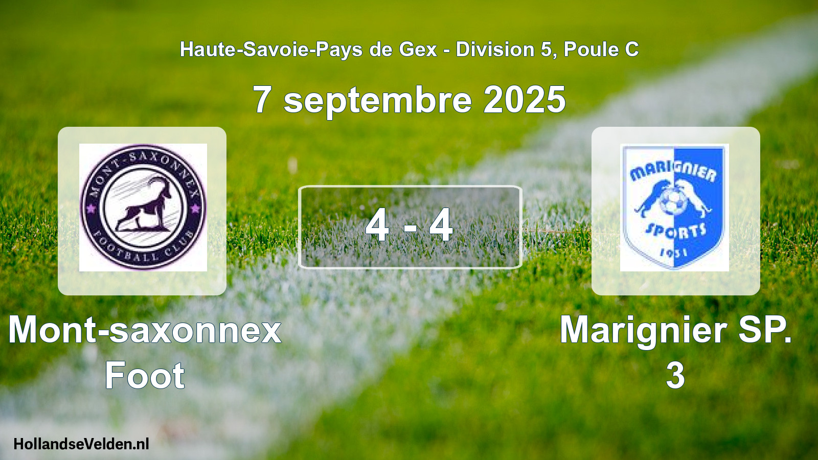 Gespeelde wedstrijd: Mont-saxonnex Foot - Marignier SP. 3 4 - 4 (7 september 2025)