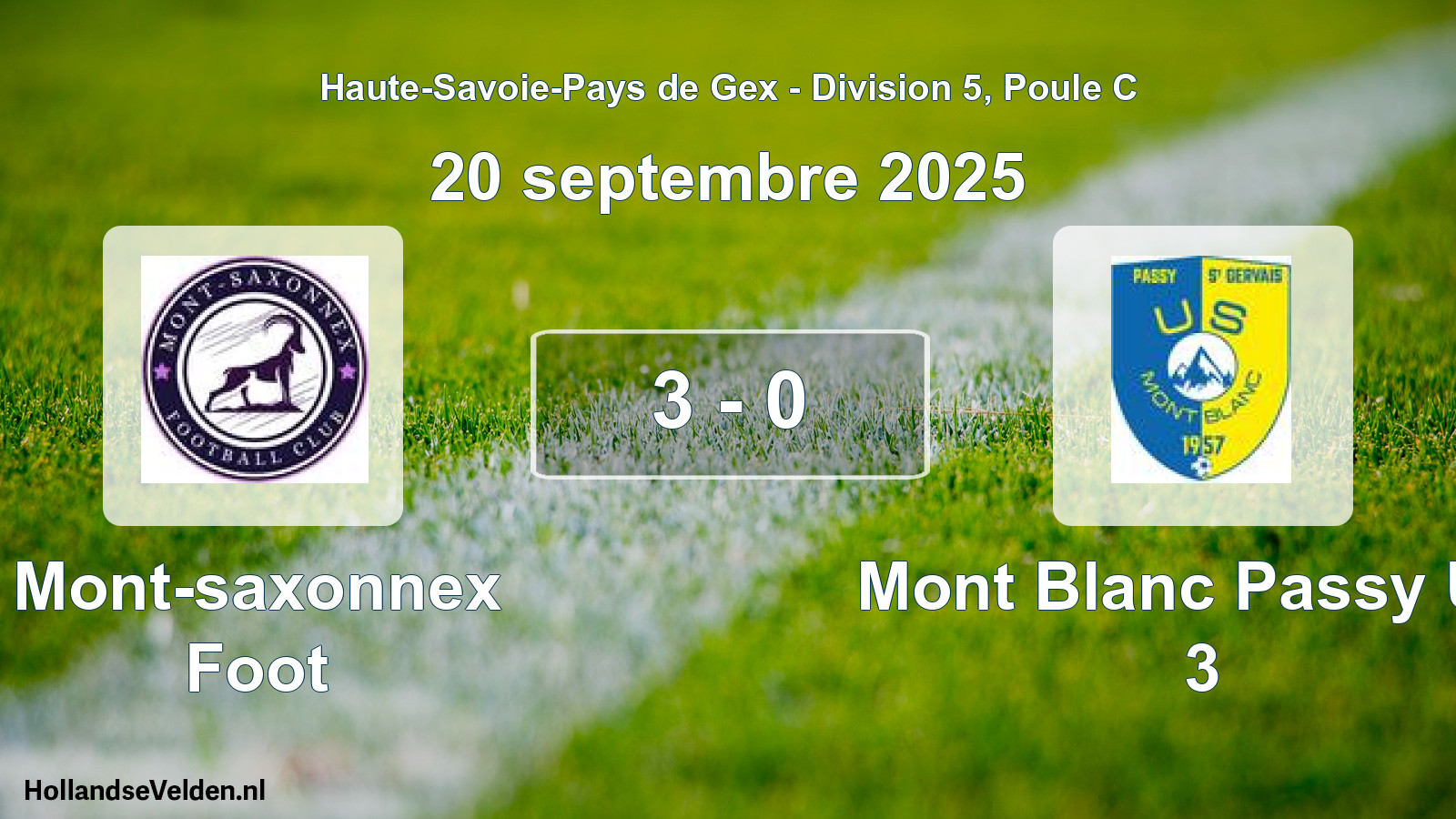 Gespeelde wedstrijd: Mont-saxonnex Foot - Mont Blanc Passy Us. 3 3 - 0 (20 september 2025)