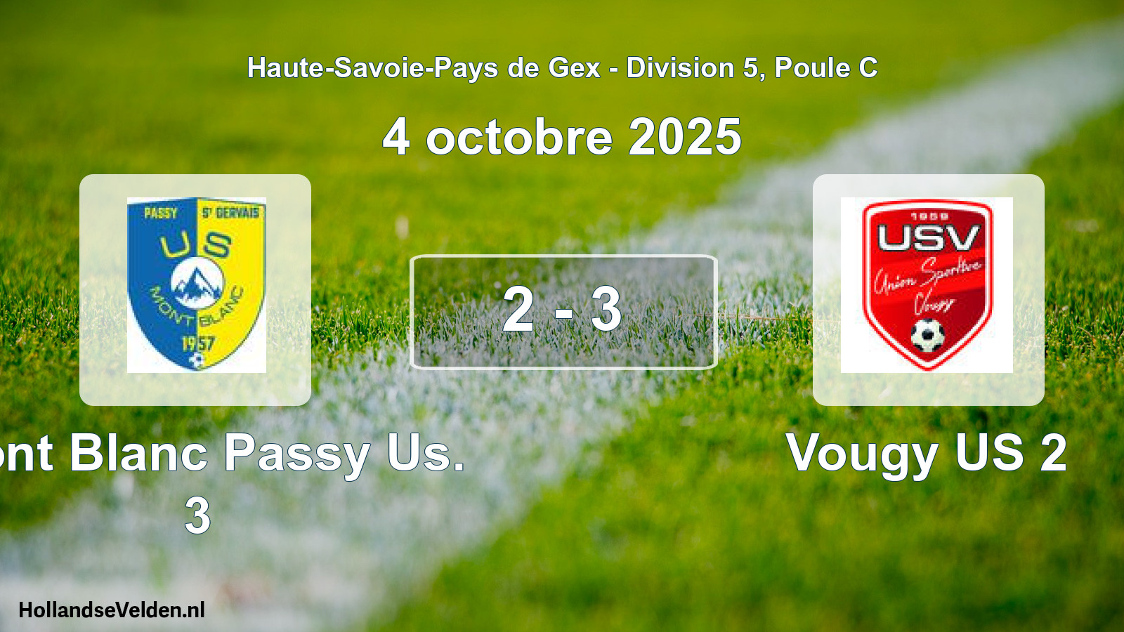Match joué: Mont Blanc Passy Us. 3 - Vougy US 2 2 - 3 (4 octobre 2025)