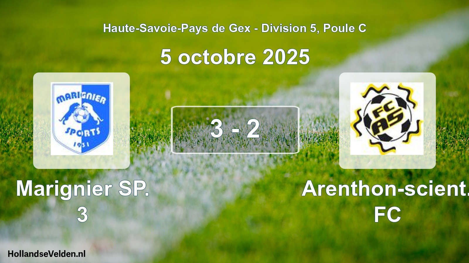 Gespeelde wedstrijd: Marignier SP. 3 - Arenthon-scient. FC 3 - 2 (5 oktober 2025)