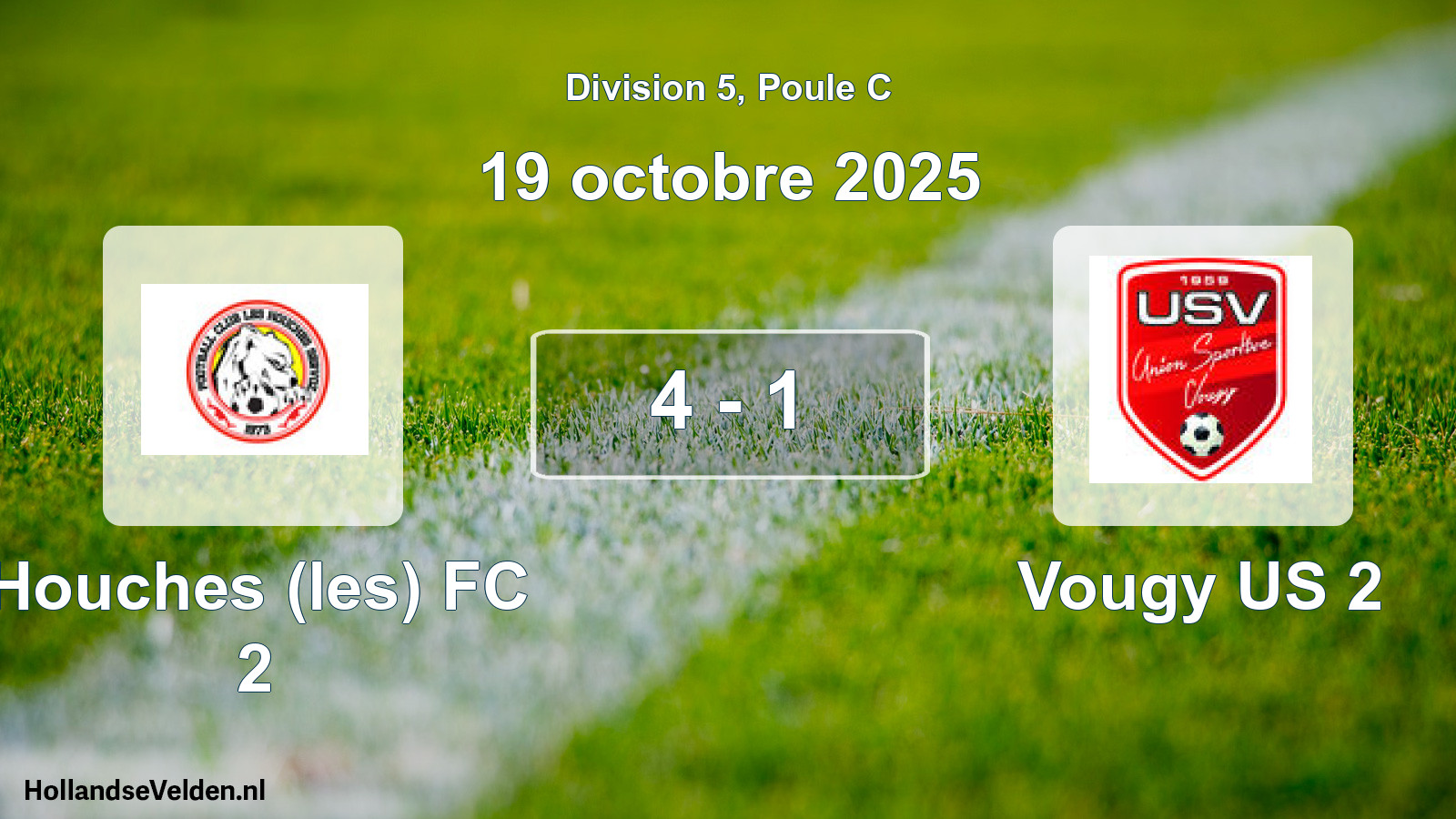 Match joué: Houches (les) FC 2 - Vougy US 2 4 - 1 (19 octobre 2025)