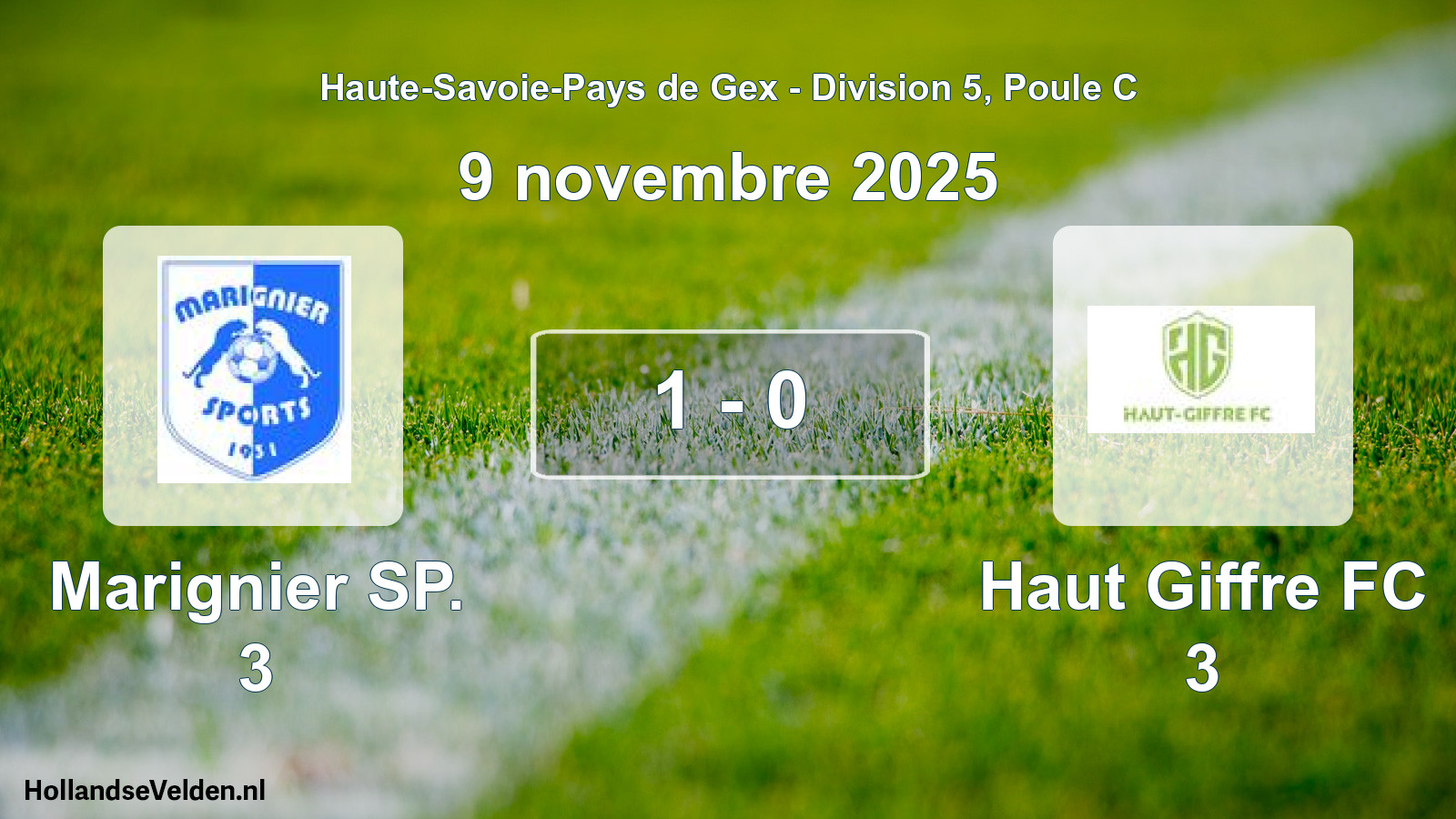 Gespeelde wedstrijd: Marignier SP. 3 - Haut Giffre FC 3 1 - 0 (9 november 2025)